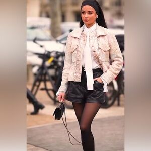 Superdown Black Faux Leather Shorts with Tie Waistband